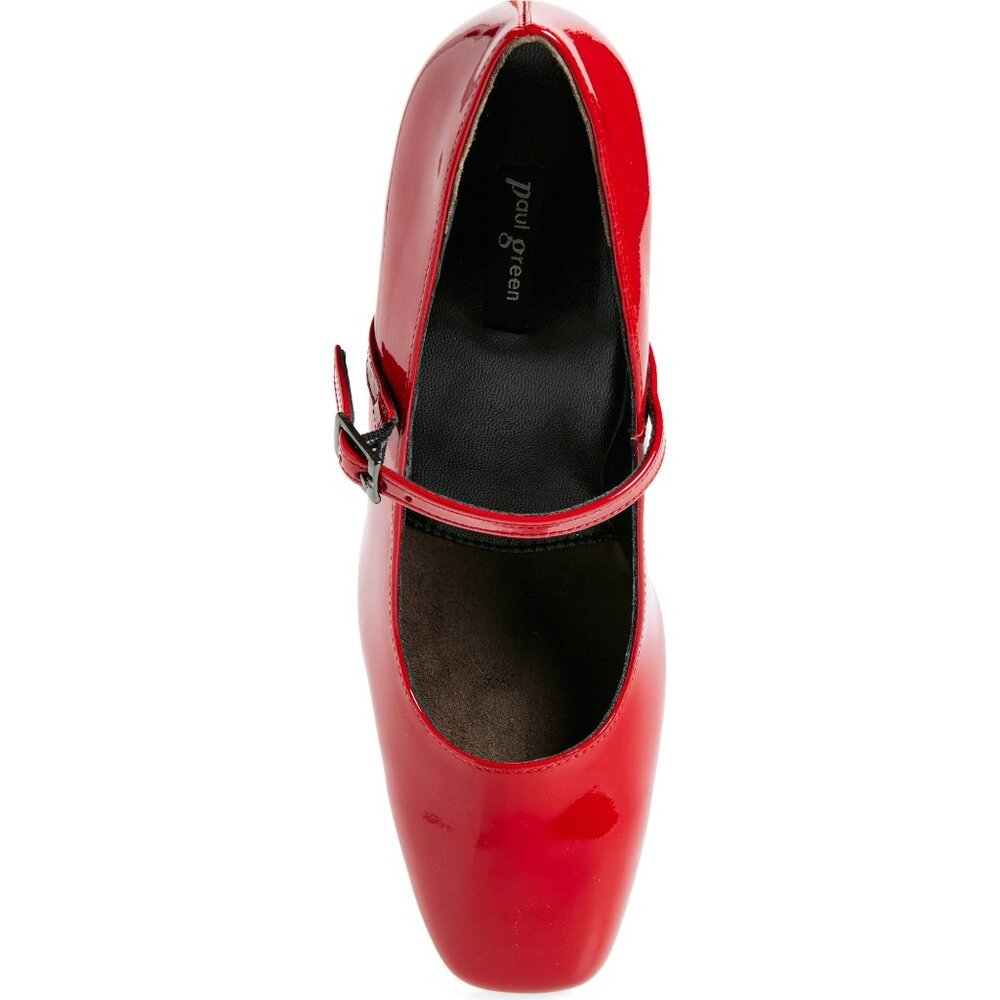 🆕PAUL GREEN Zoe Mary Jane Square Toe Pump Shoes 8 Red Patent - Picture 4 of 16